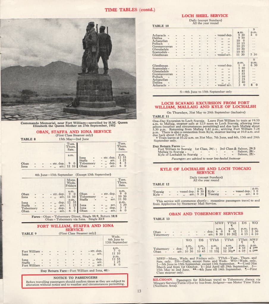 second timetable page