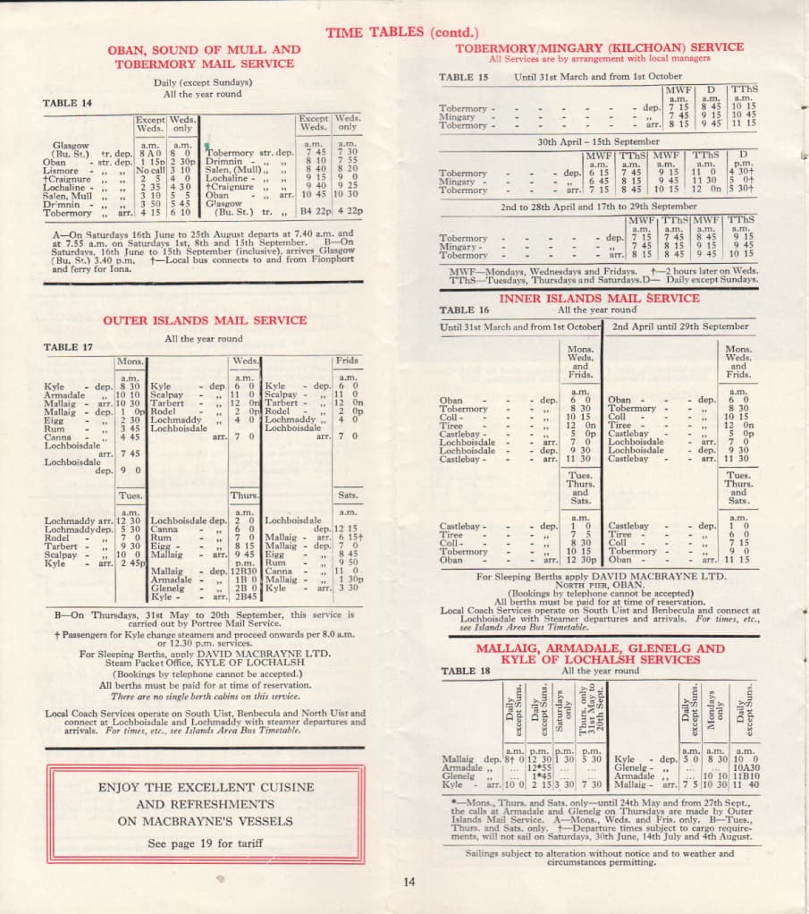 third timetable page