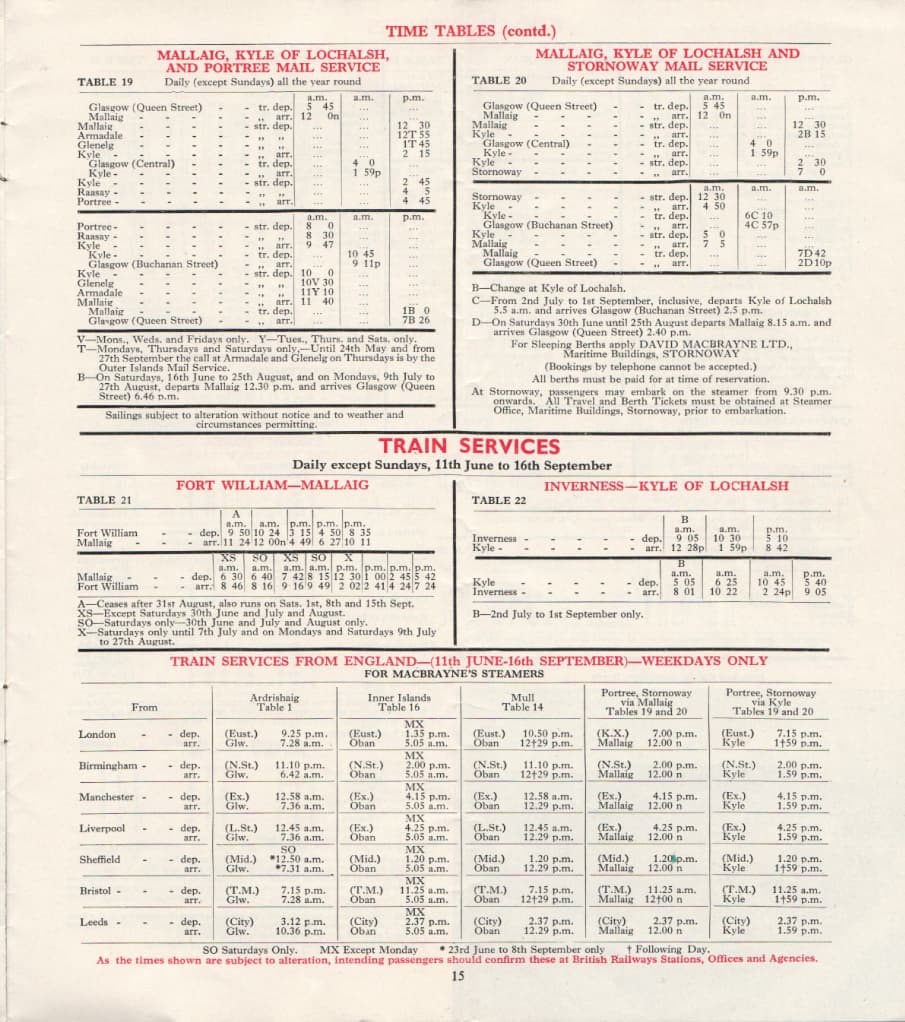 fourth timetable page