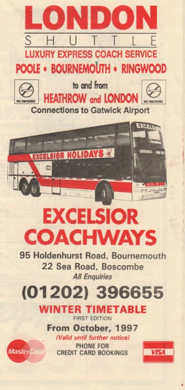 London Shuttle timetable 1997