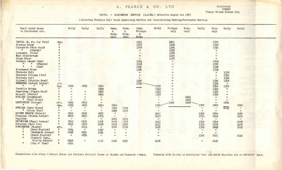 1967 timetable southbound