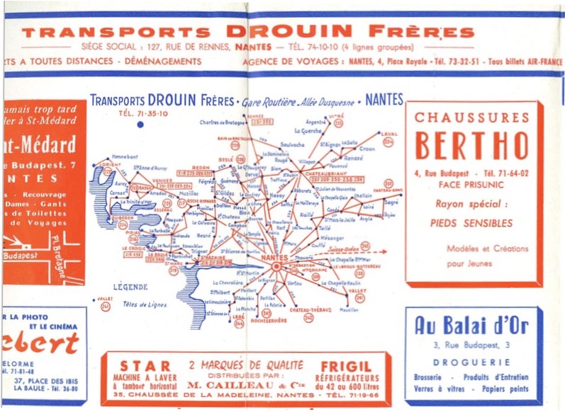 plan Drouin 1961 lignes routes