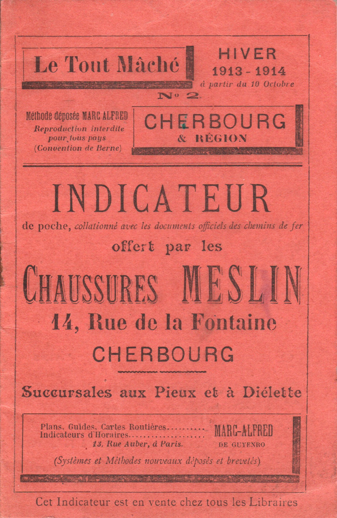 Meslin timetable 1913 front cover