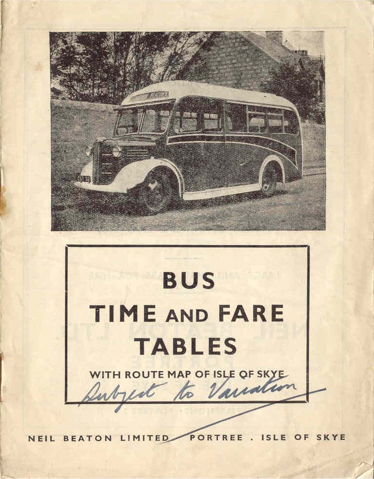 front cover page of Beaton tinetable