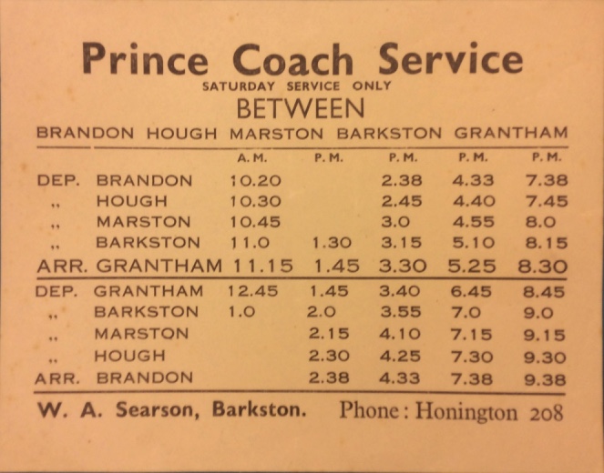 Post-war Searson timetable