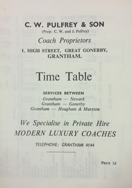Pulfrey timetable cover 1962/1963
