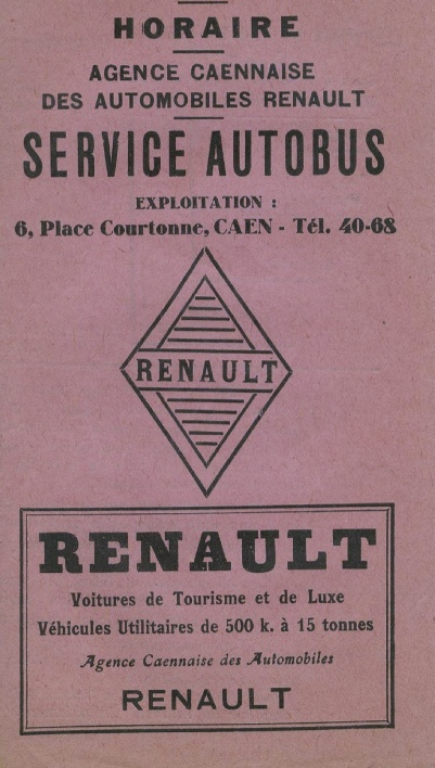 cover of 1930s Renault timetable Caen