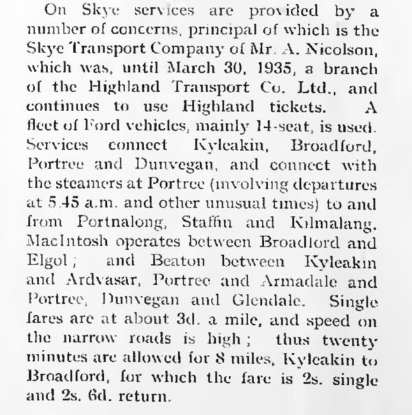 article about Skye operators from Omnibus Society Magazine 1935