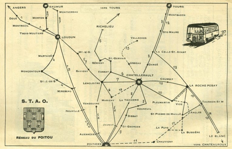 Reseau Poitou 1956 map