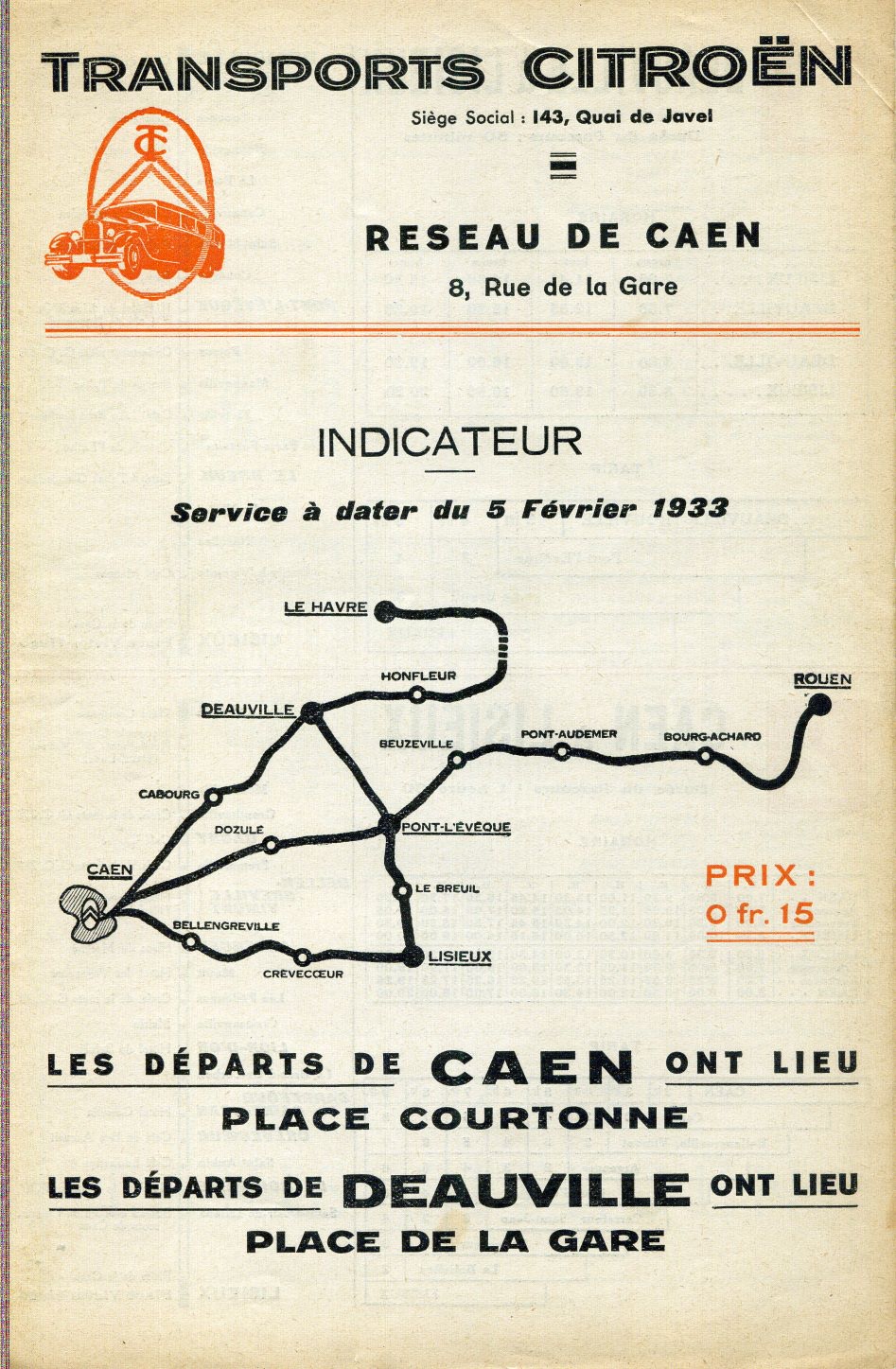 1933 Transports Citroen map Tours