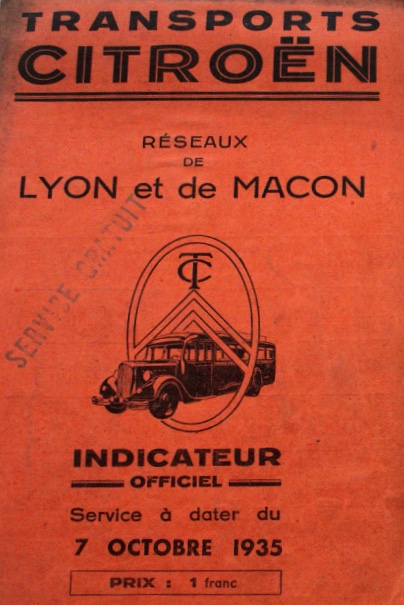 cover of 1935 TC Lyon timetable
