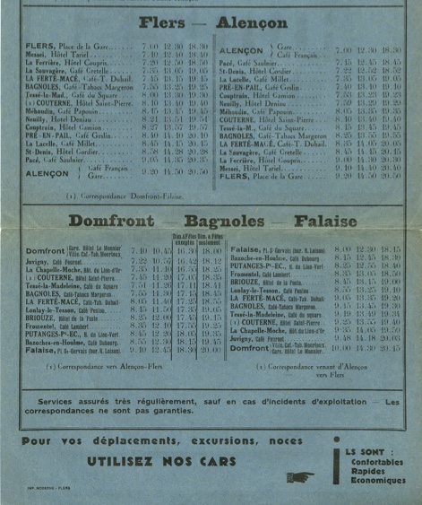 1934 timetable Alencon and Falaise routes