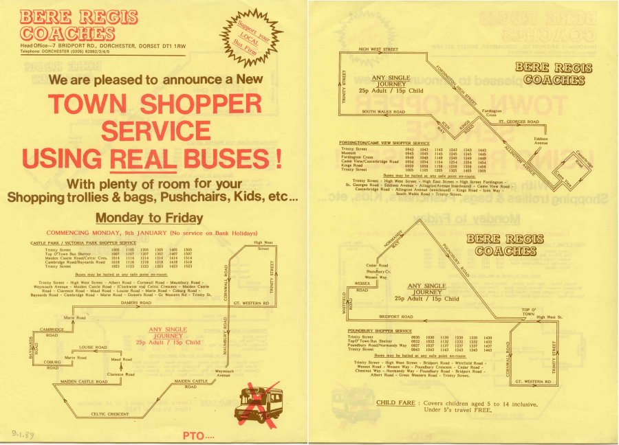 Bere Regis town service timetable