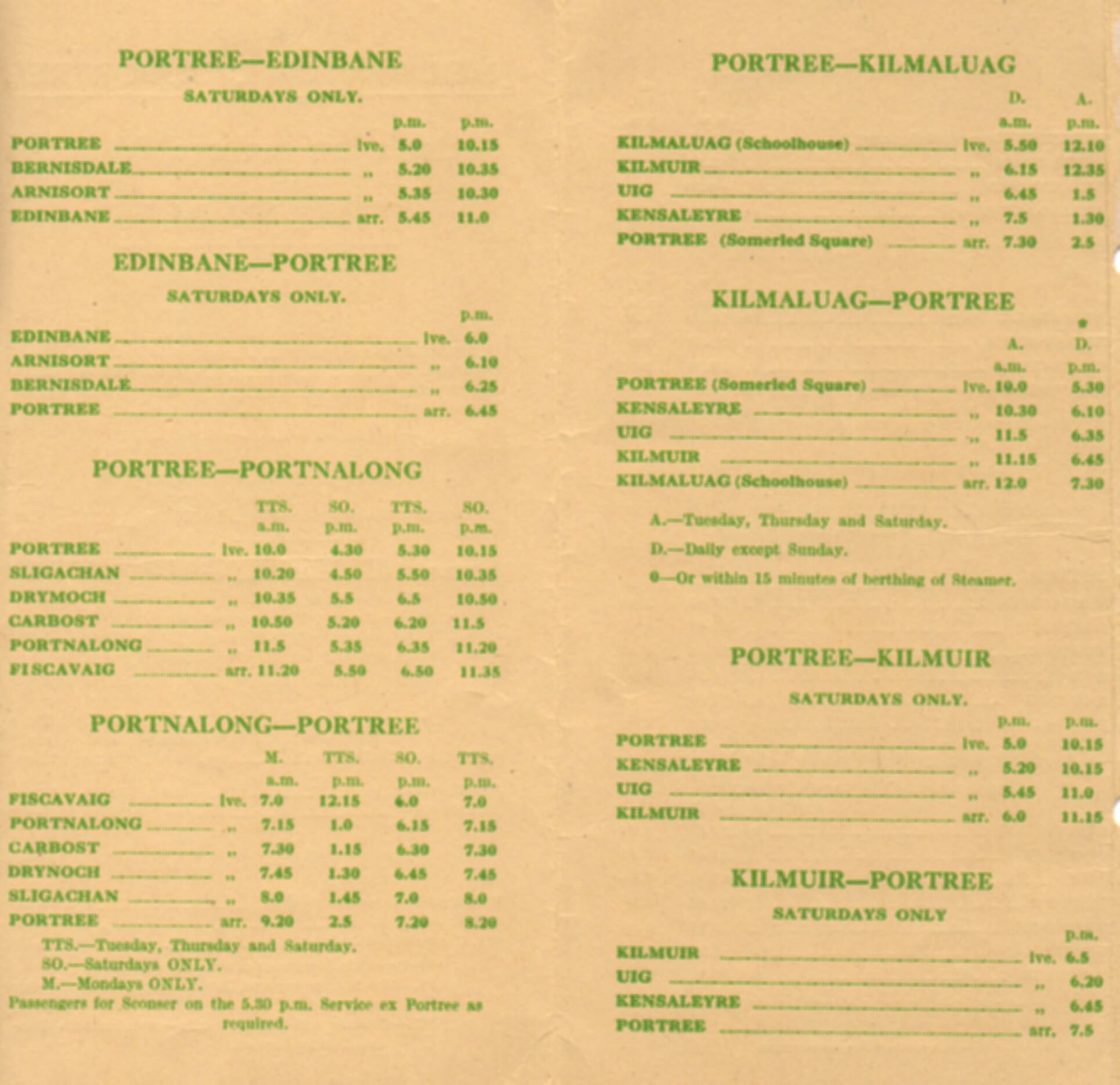 page two of 1947 timetable card