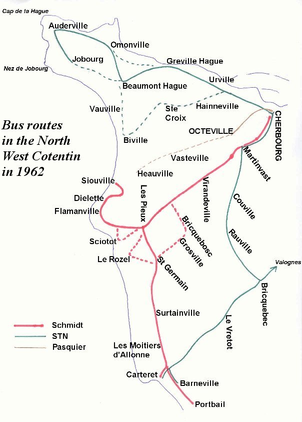 map of bus routes 1962