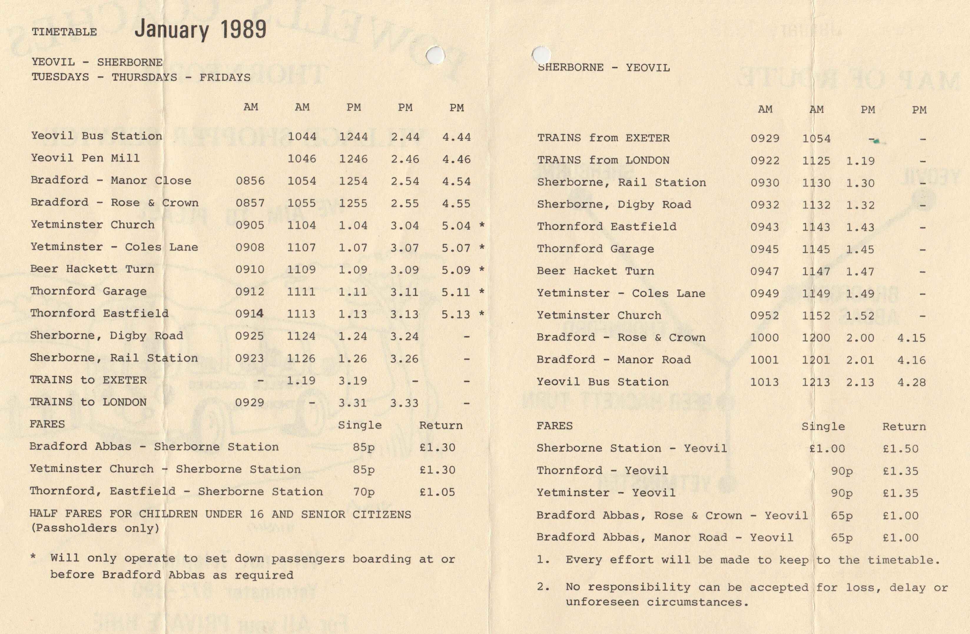 1989 timetable