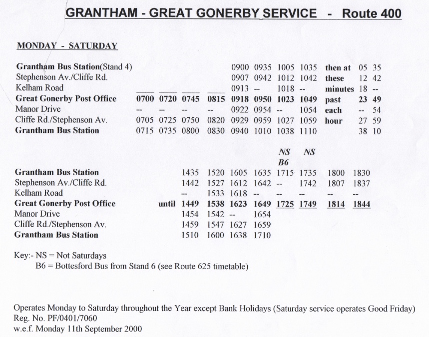 400 timetable great gonerby